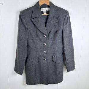 Vintage 90s GANTOS Grey 100% Pure Wool Woolmark‎ Coat Women's Size 8 Lined